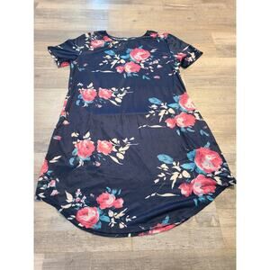 Unknown brand xl women's navy blue and floral lightweight dress with pockets